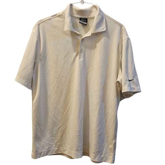 White Nike Gold Polo Men Dri-Fit T-Shirt Size M - Picture 1 of 4